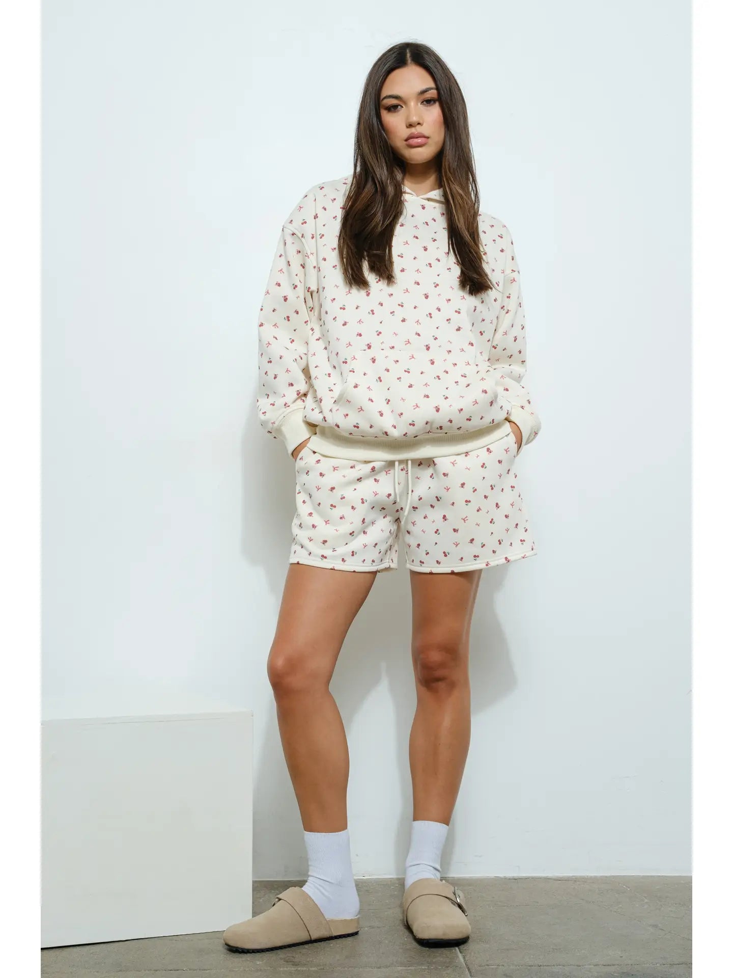 Cherry and Bow Print Hoodie