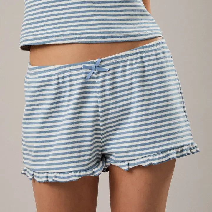 Blue and White Striped T-shirt/Short Set
