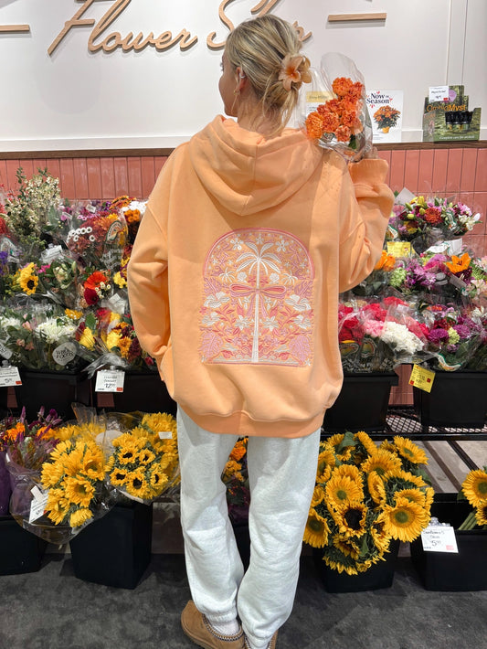 Sherbet Orange Tropical Palms Hoodie
