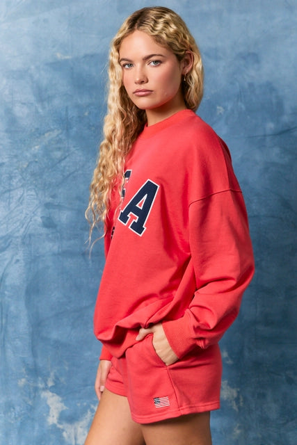 Red USA Crewneck