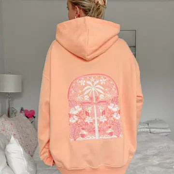 Sherbet Orange Tropical Palms Hoodie