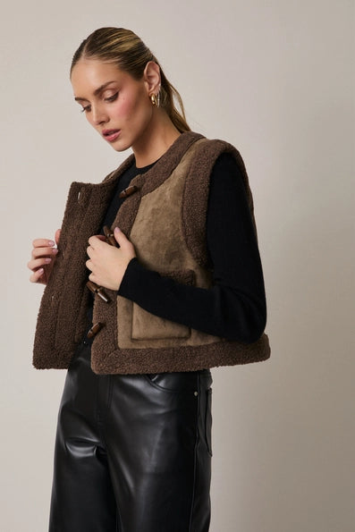 Suede and Sherpa Vest