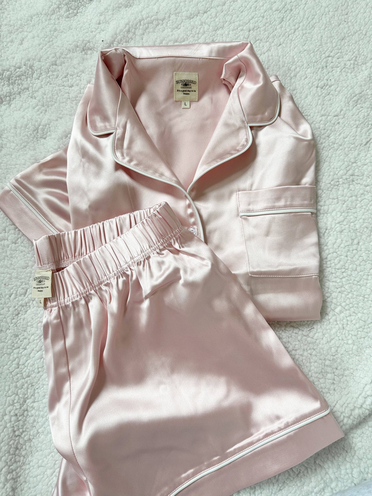 Champagne Pink Satin Sleep Set
