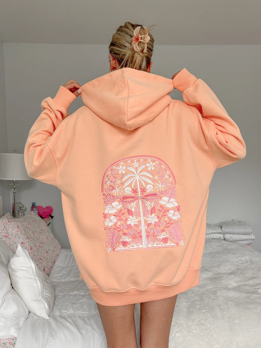Sherbet Orange Tropical Palms Hoodie