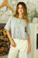 Roll Neck Drop Shoulder Short Sleeve Knit Sweater