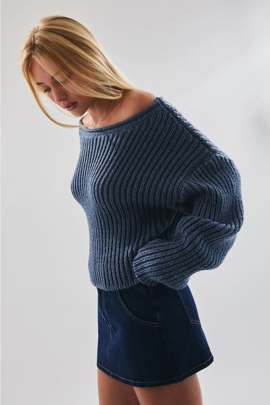 Boat Neck Chunky Sweater