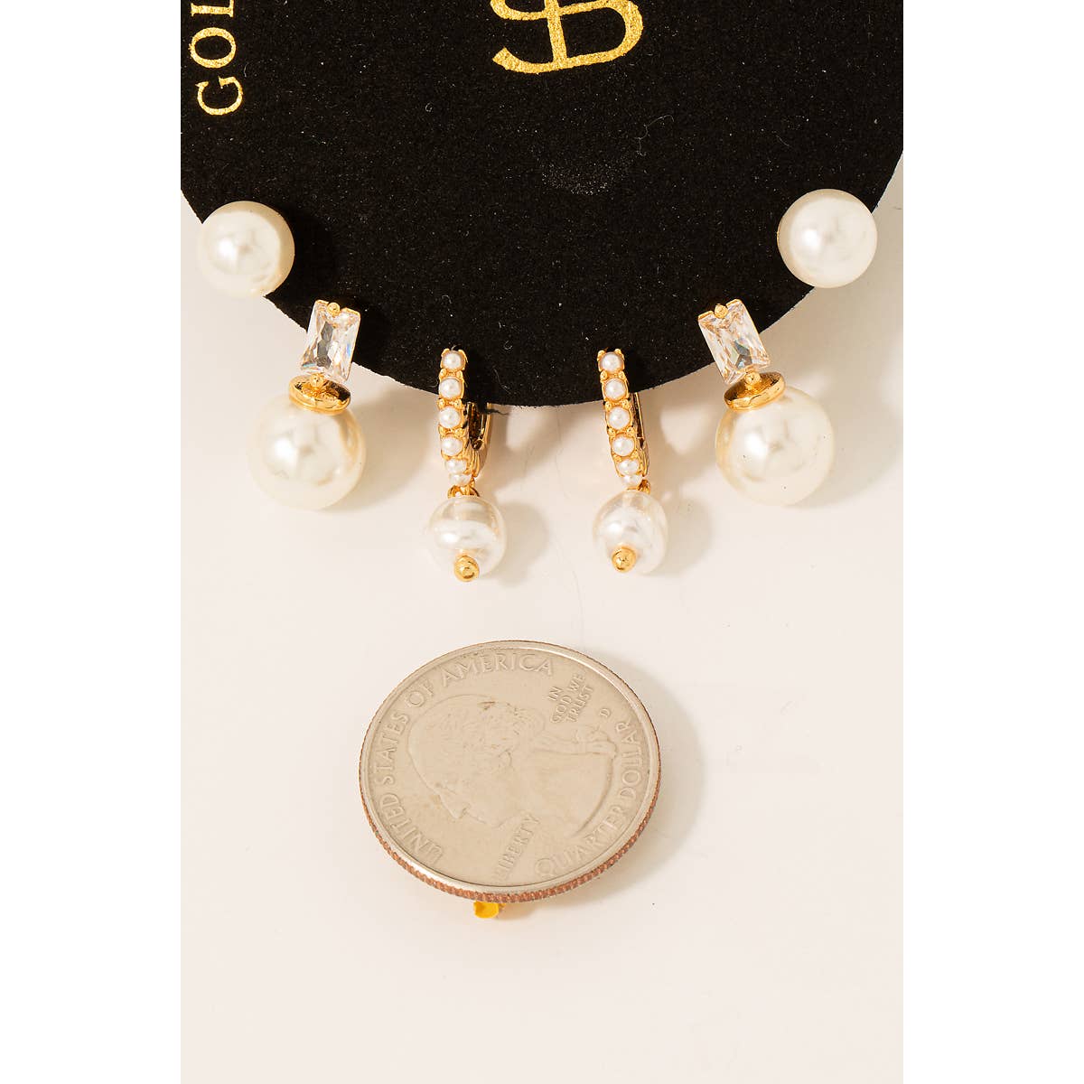 Secret Box Gold Dipped Pearl Earrings Set