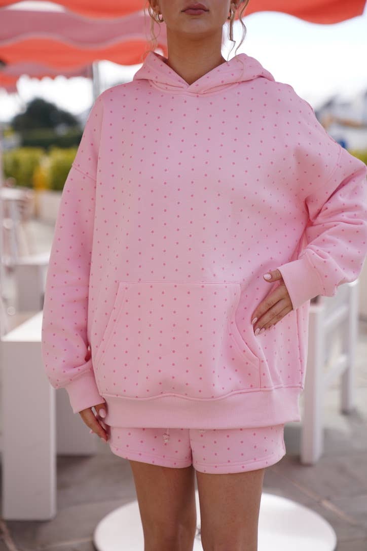 Light Pink Polka Dot Hoodie