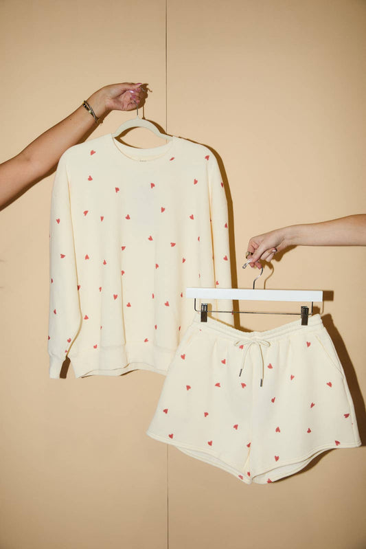 Round Neck Heart Sweatshirt