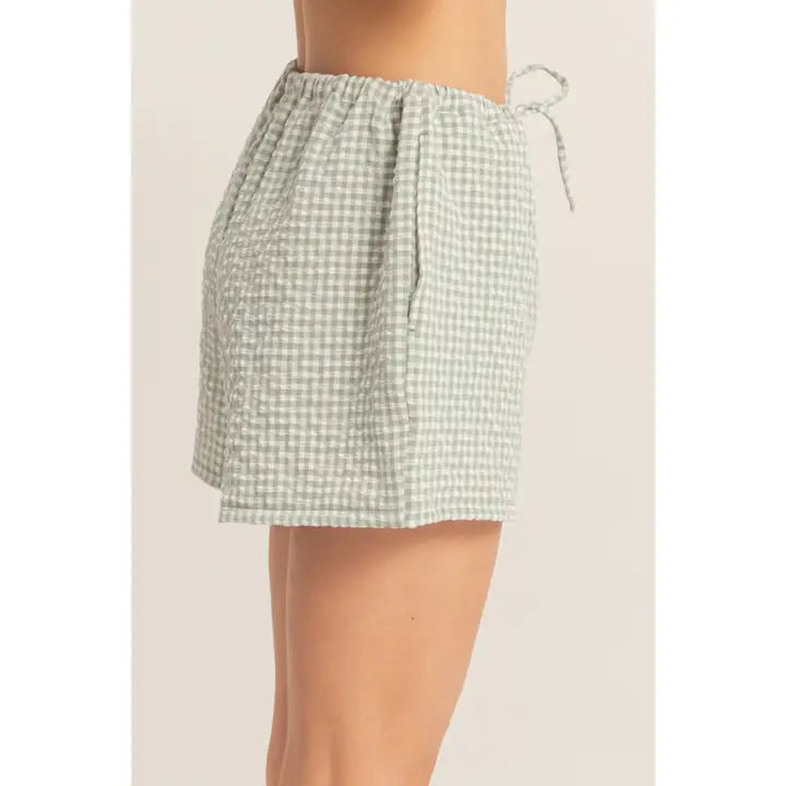 Gingham Drawstring Shorts