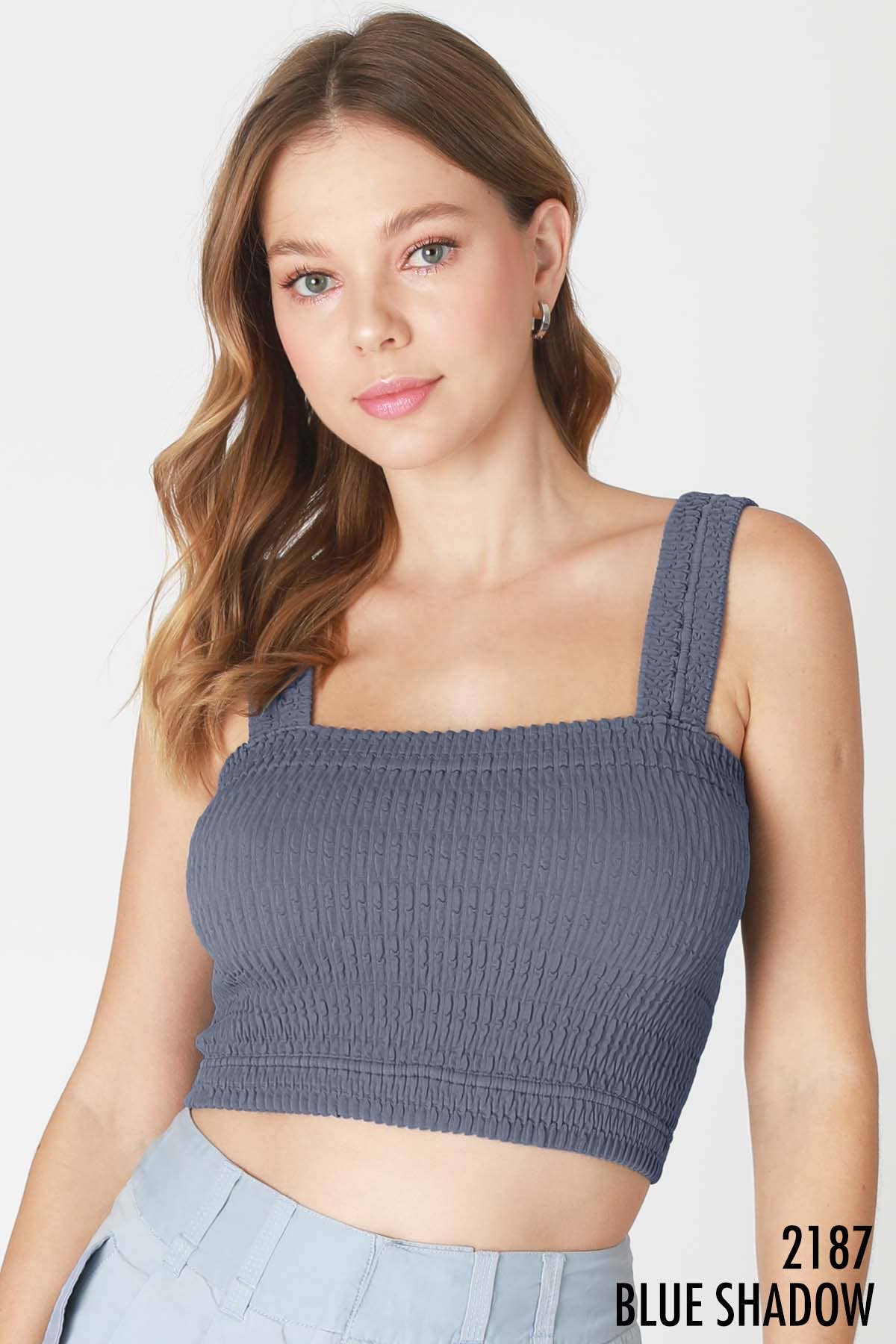 The Cambree Shirred Square Neck Crop Top