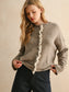 Button Front Lace Trim Knitted Cardigan