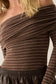 Striped Knit Foldover Off-Shoulder Bodysuit