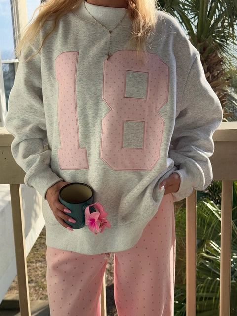 18 Pink Polka Dot Mockneck