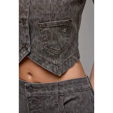 Cheetah Print Denim Vest