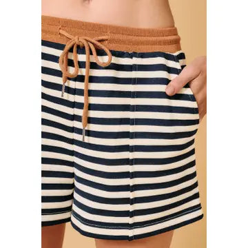 Pintuck Striped Sweat Shorts