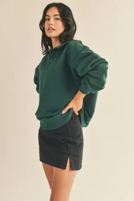 The Britt Dark Green Oversized Cozy Sweatshirt
