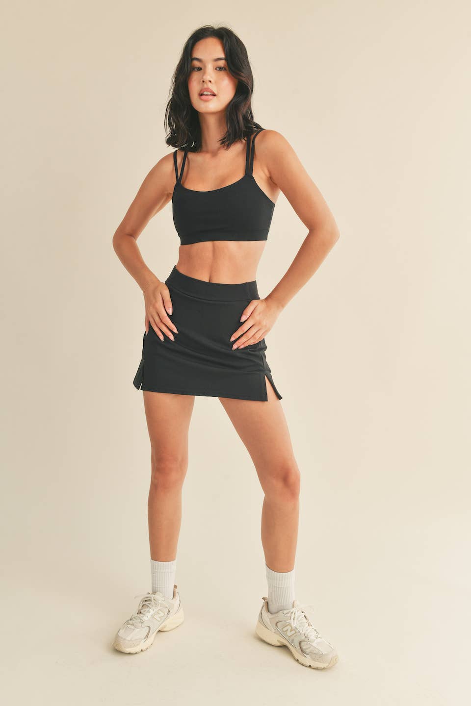 The Brianna Black  Light Support Padded Strappy Sports Bra