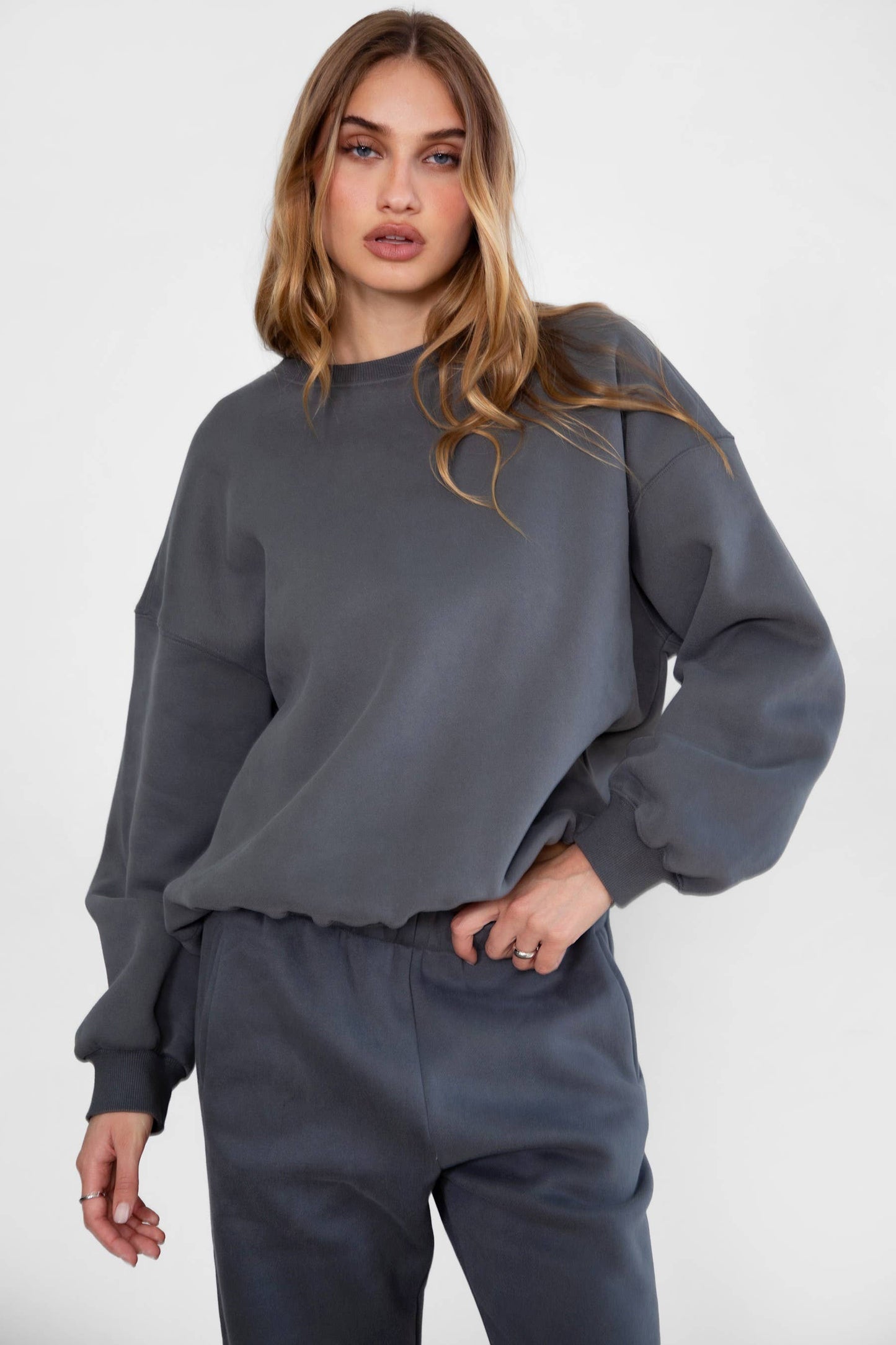 Fleece Crew Neck Lounge Pullover Sweatshirt