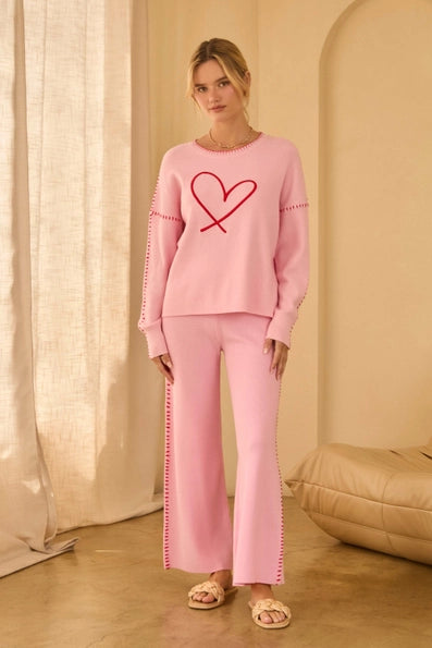 Blanket Stitch Pink and Red Pants