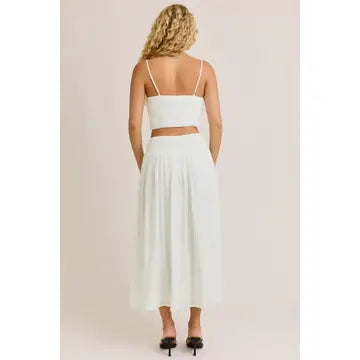 Smocked Crop Top & High Waisted Smocked Midi Skirt