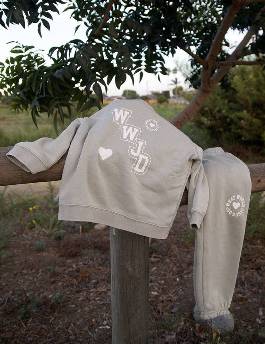 WWWJD Varsity Kids Crewneck