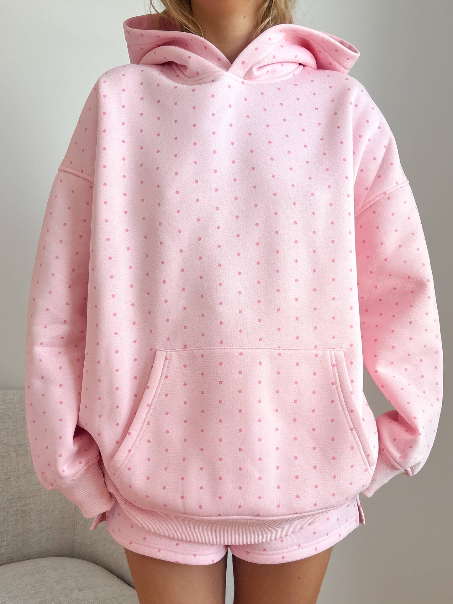 Light Pink Polka Dot Hoodie