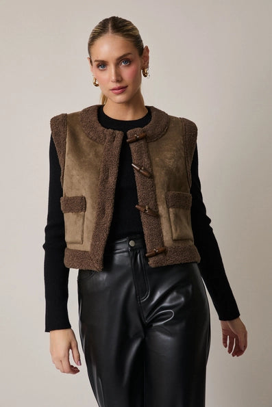 Suede and Sherpa Vest