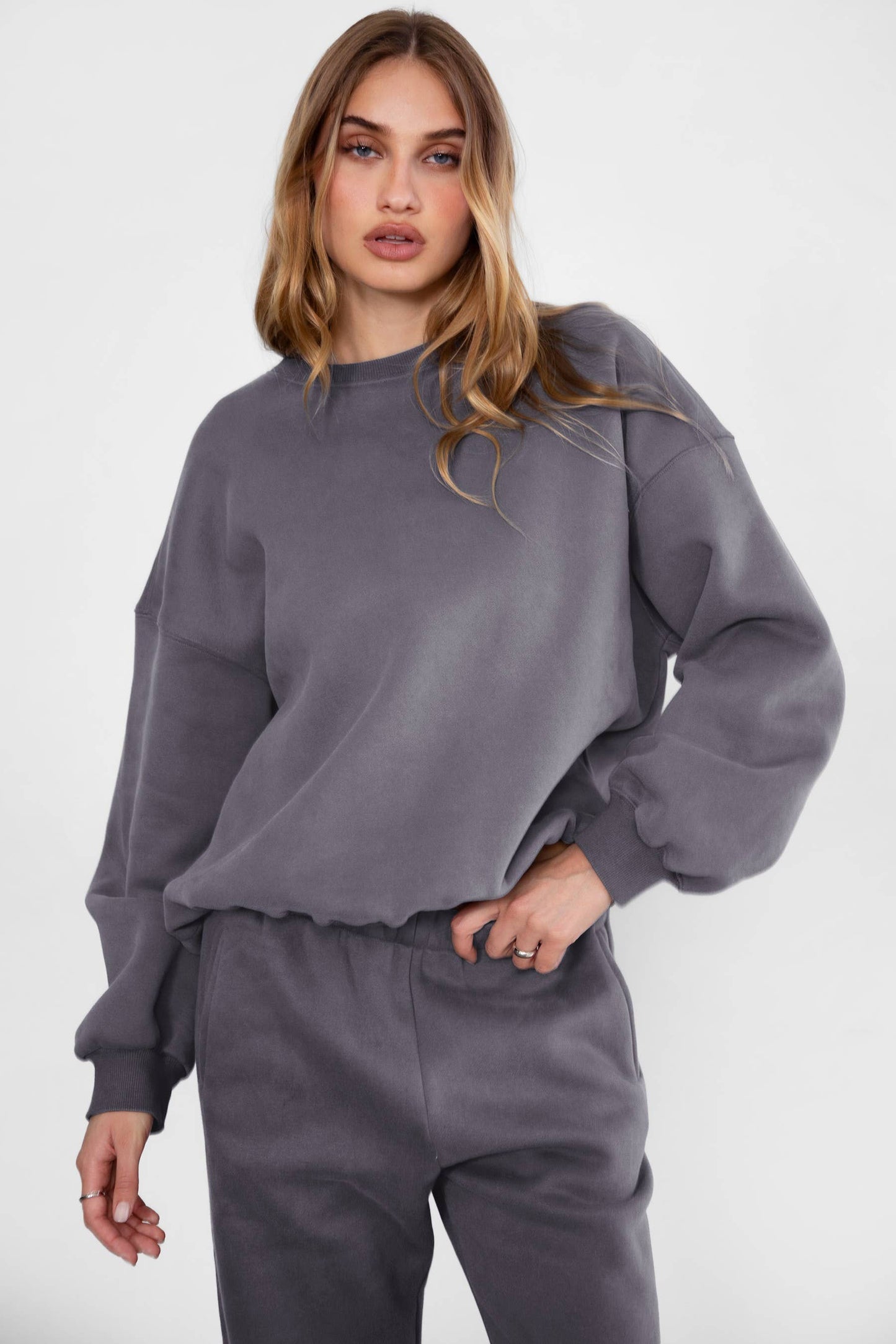 Fleece Crew Neck Lounge Pullover Sweatshirt