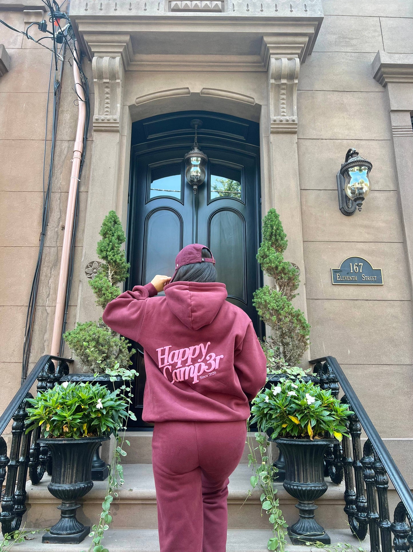 Happy Camp3r Puff Series Hoodie - Burgundy