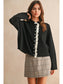 Button Front Lace Trim Knitted Cardigan