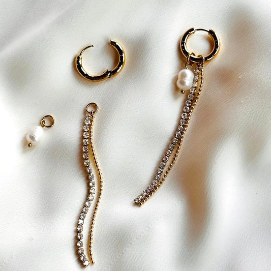 Huggie Hoop Fringe Earring with Pearl
