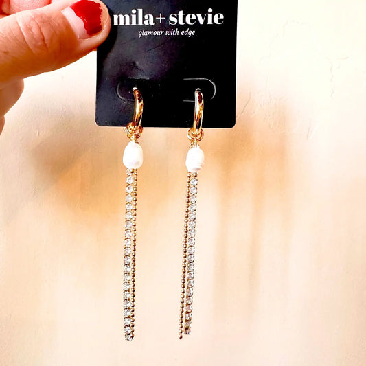 Huggie Hoop Fringe Earring with Pearl