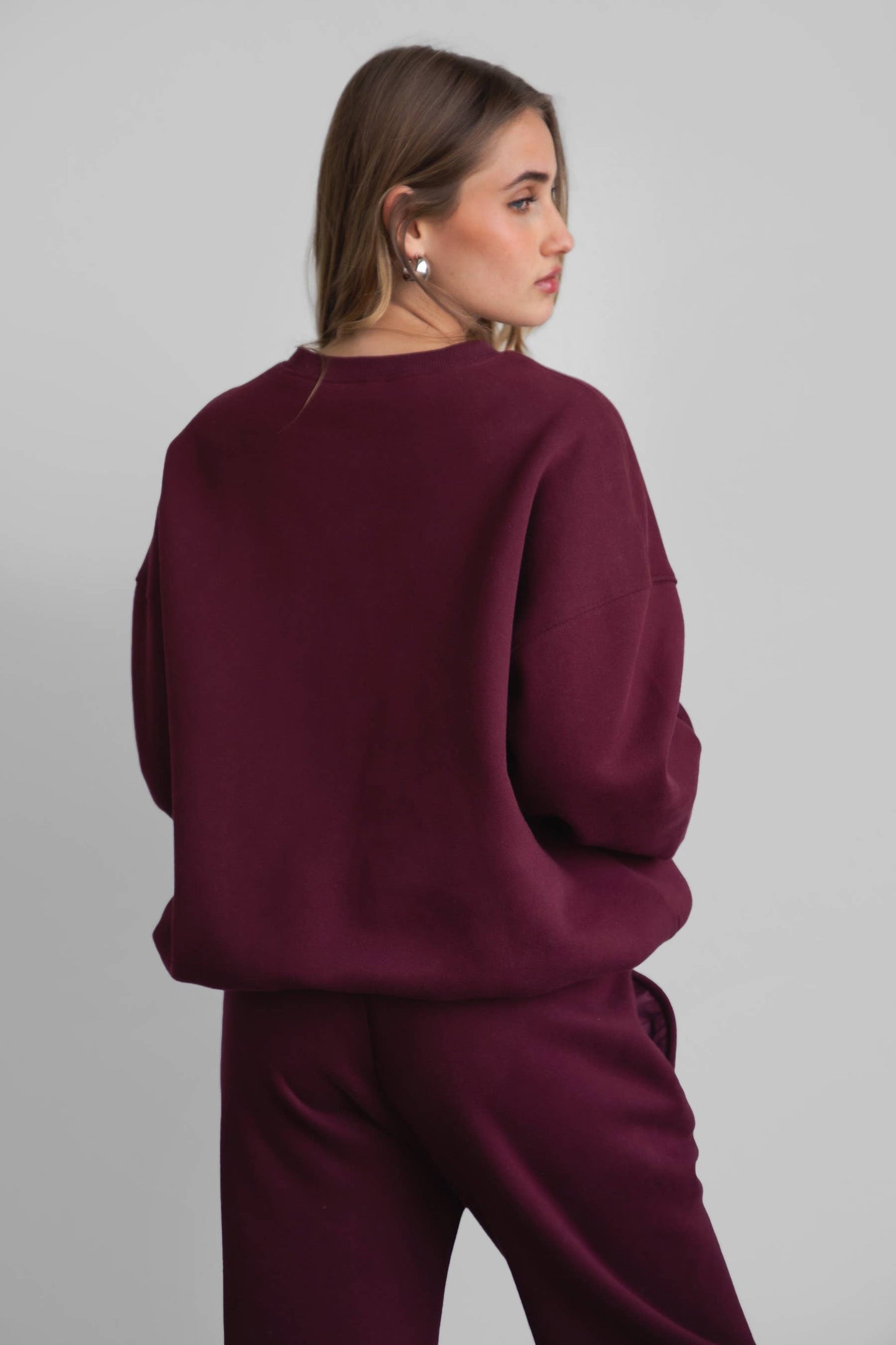 Fleece Crew Neck Lounge Pullover Sweatshirt