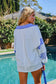 Color-block Collared Loose Fit Terry Top