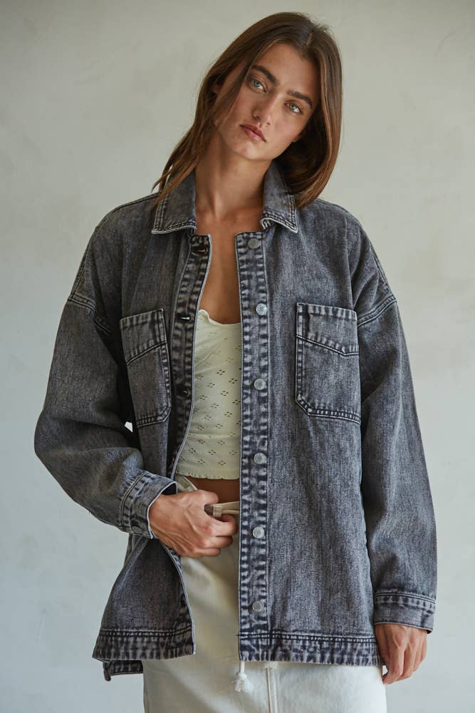 The Chloe Denim Shacket – Yellow Stitch Boutique