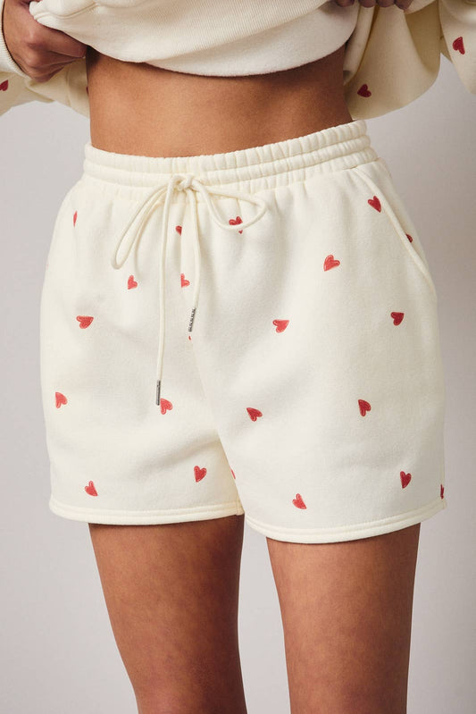 Heart Print Sweat Shorts