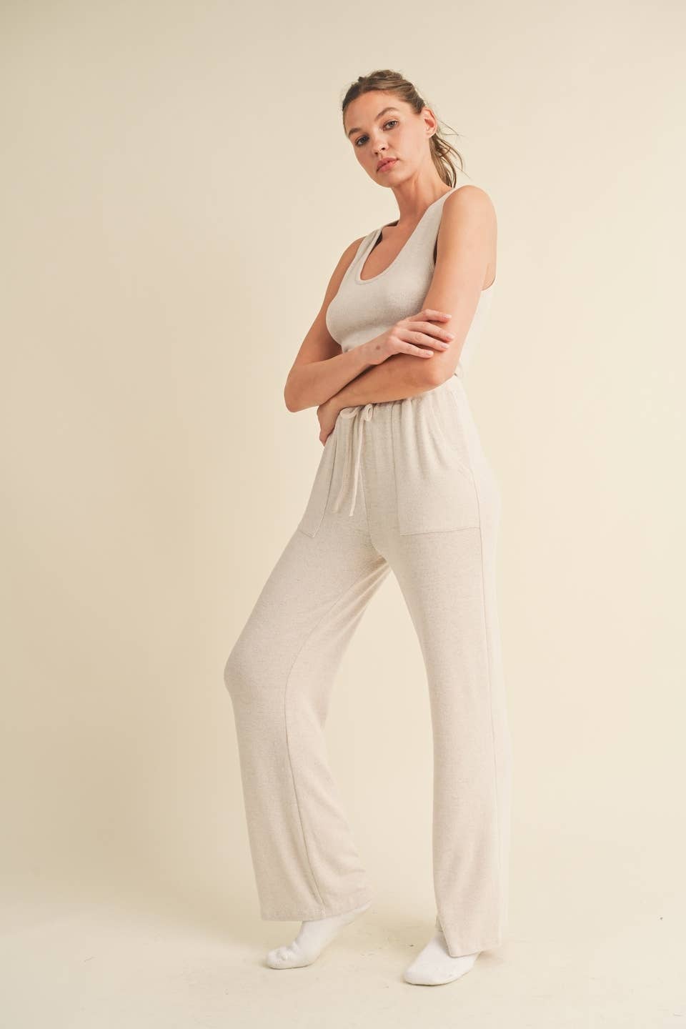 The Riley Soft Brushed Hacci Lounge Tank and Pants Set