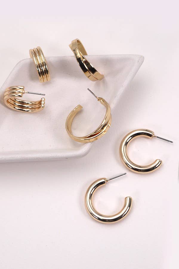 Trio of Gold Hoop Earrings