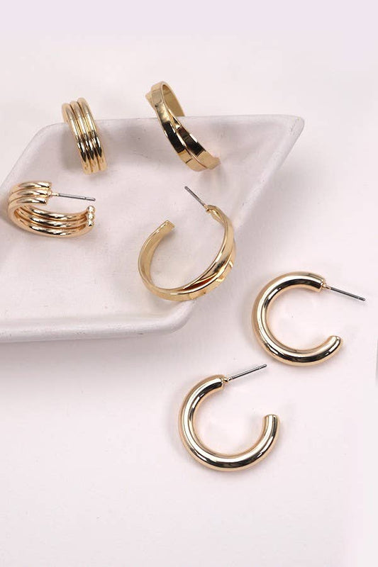 Trio of Gold Hoop Earrings