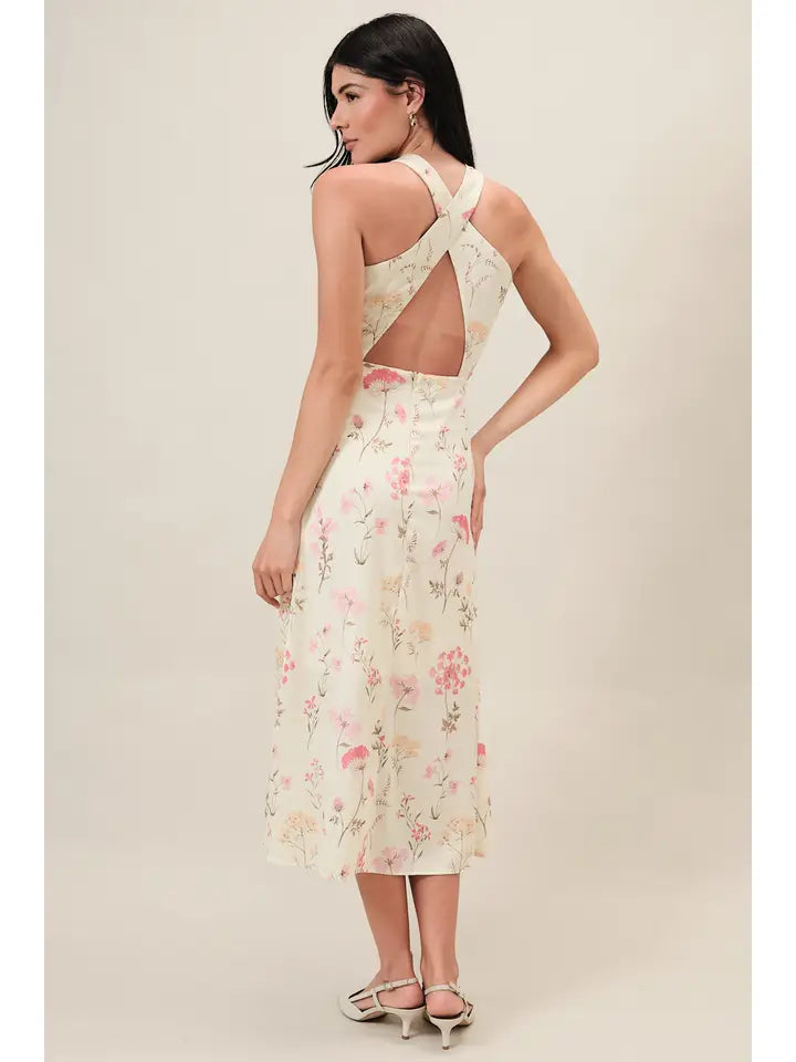 Cowl Neck Floral Dress