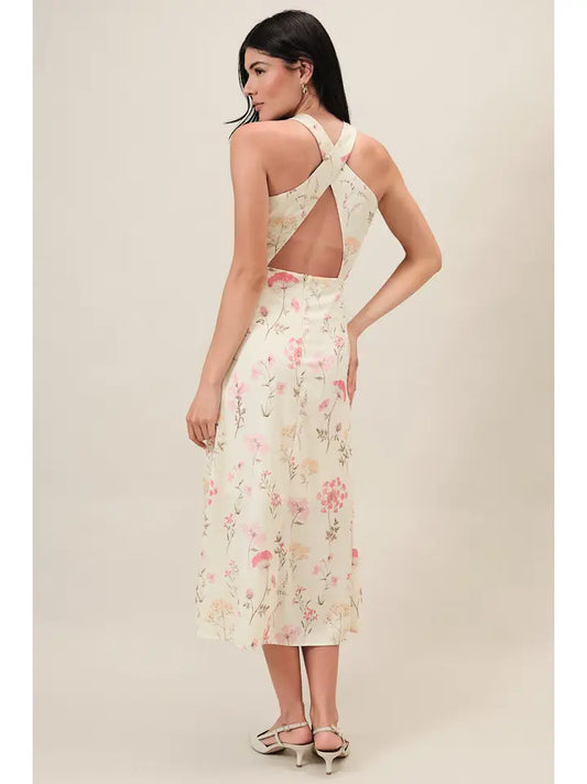 Cowl Neck Floral Dress