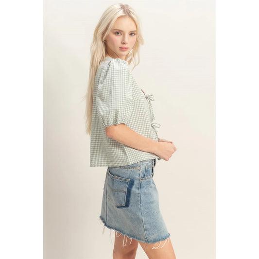 Gingham Tie Top