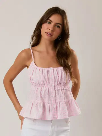 Pink Gingham Tank Top