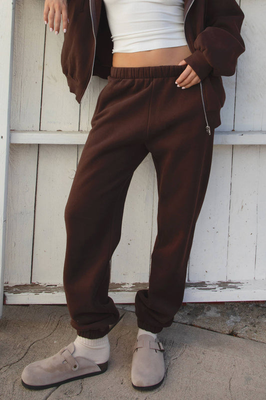 Fleece Lounge High Waist Sweatpants With Pockets
