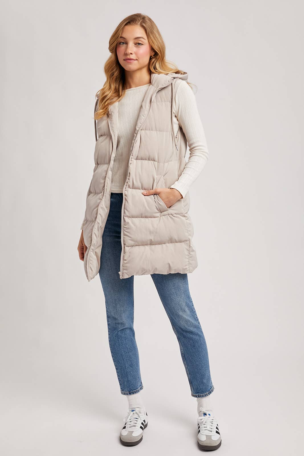 Hooded Long Puffer Vest