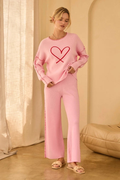 Blanket Stitch Pink and Red Pants