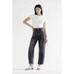 High Rise Barrel Jeans- Washed Black