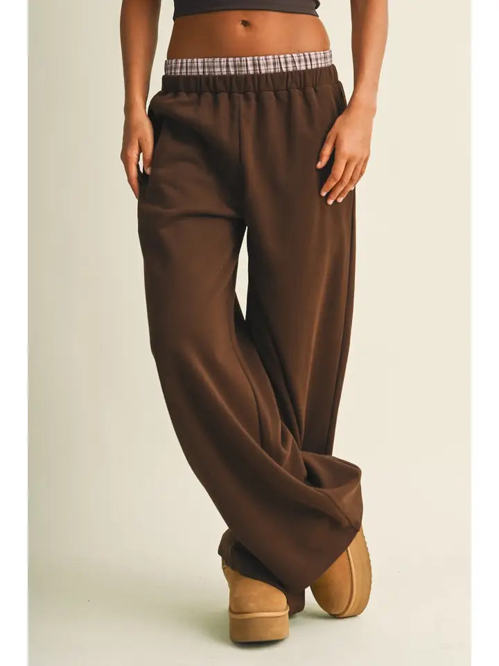 Plaid Double Layer Wide Leg Sweatpants