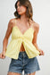 Eyelet Smocked Tie-Front Cami